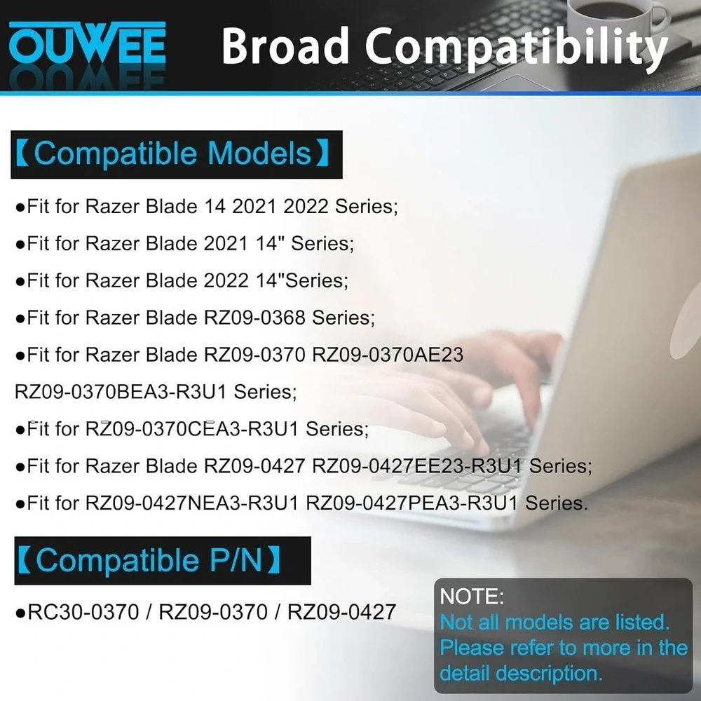 OUWEE RC30-0370‎ Battery Razer Blade 14 2021 2022 RZ09-0370 RZ09-0368 61.6Wh